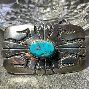 Tommy Singer Morenci Turquoise & Sterling Brooch